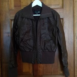 Faux Leather Bomber Jacket